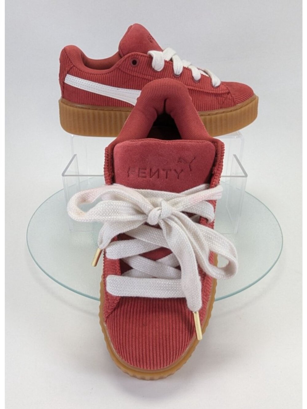 Puma x Rihanna Fenty Creeper Phatty Womens Size 6 Red Corduroy Platform Shoes - Picture 5 of 10